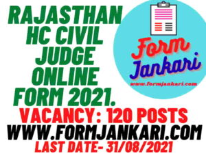Rajasthan HC Civil Judge Online Form 2021 - www.formjankari.com
