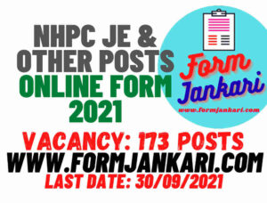 NHPC JE & Other Posts Online Form 2021 - www.formjankari.com