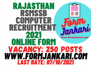RSMSSB Computer Recruitment - www.formjankari.com