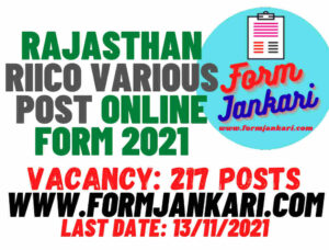 Rajasthan RIICO Various Post Online Form - www.formjankari.com